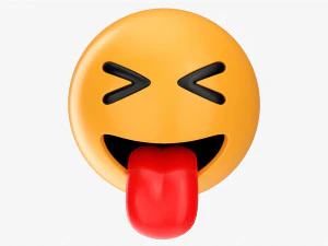 Emoji 025 눈을 꼭 감고 혀가 튀어나온 모습 3D 모델