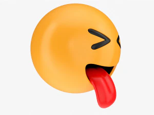 Emoji 025 Lengua Fuera Con Los Ojos Bien Cerrados Modelo 3D