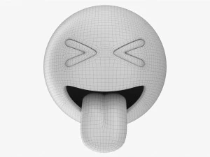 Emoji 025 Lengua Fuera Con Los Ojos Bien Cerrados Modelo 3D