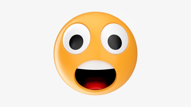 Emoji 026 Astonished With Big Eyes 3D Модель .c4d .max .obj .3ds .fbx .stl .blend 