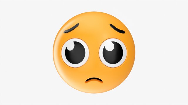 Emoji 028 Disappointed With Big Eyes 3D Model .c4d .max .obj .3ds .fbx .stl .blend 