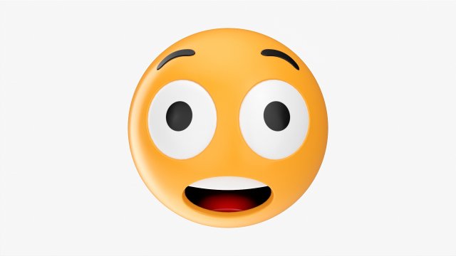 Emoji 029 Fearful With Big Eyes 3D Модель .c4d .max .obj .3ds .fbx .stl .blend 