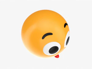 Emoji 030 sem palavras com olhos grandes e l&iacute;ngua Modelo 3D