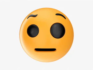 Emoji 032 Dengan Alis Terangkat Model 3D