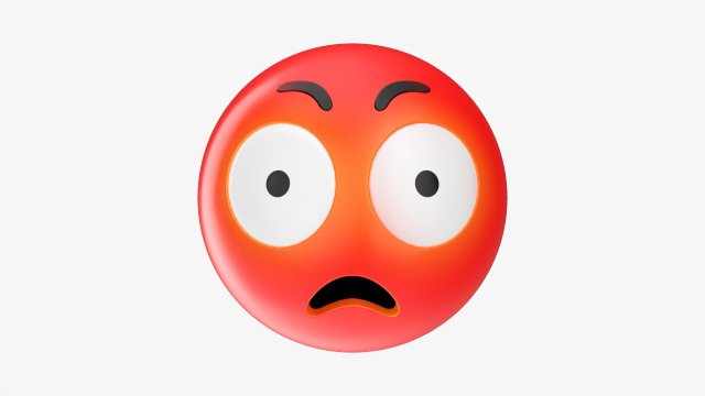 Emoji 033 Angry With Big Eyes 3D Model .c4d .max .obj .3ds .fbx .stl .blend 