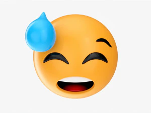 Emoji 037 sonrojado por sudor fr&iacute;o Modelo 3D