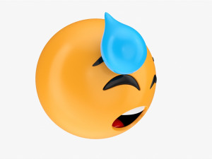 Emoji 037 Flushed With Cold Sweat Modèle 3D