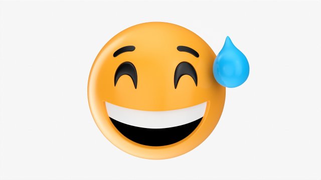 Emoji 044 Laughing With Smiling Eyes And Sweat 3D 모델 .c4d .max .obj .3ds .fbx .stl .blend 