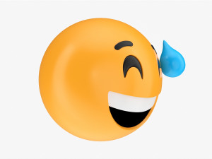 Emoji 044 Laughing With Smiling Eyes And Sweat 3D 모델