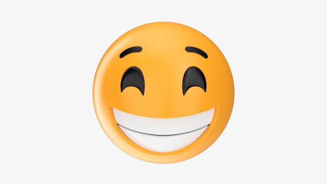 Emoji 045 Laughing With Smiling Eyes 3D Модель .c4d .max .obj .3ds .fbx .stl .blend 