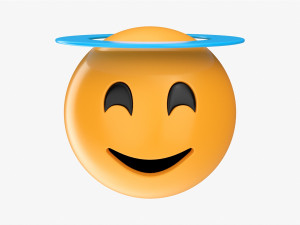 Emoji 047 Smiling With Smiling Eyes And Halo 3D Model