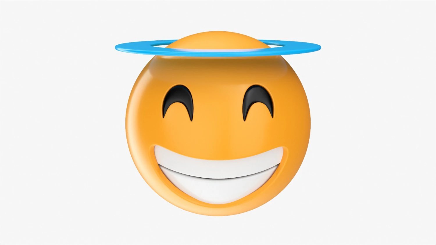 Emoji 048 Ridere con occhi sorridenti e aureola Modello 3D .c4d .max .obj .3ds .fbx .stl .blend 