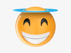 Emoji 048 Laughing With Smiling Eyes And Halo Modelo 3D