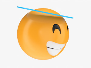 Emoji 048 Laughing With Smiling Eyes And Halo 3D Модель