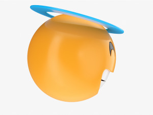 Emoji 048 Laughing With Smiling Eyes And Halo 3D Модель