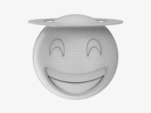 Emoji 048 Laughing With Smiling Eyes And Halo 3D Модель