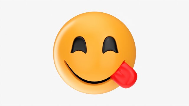 Emoji 051 Large Smiling With Smiling Eyes And Tongue Modelo 3D .c4d .max .obj .3ds .fbx .stl .blend 