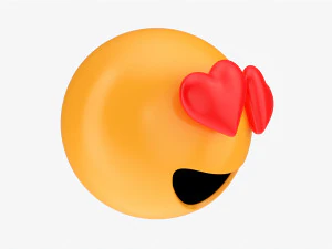 Emoji 052 Large Smiling With Heart Shaped Eyes 3D Model