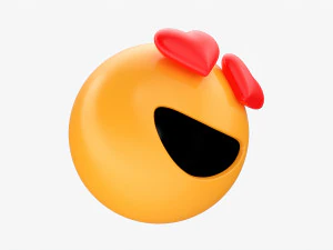 Emoji 052 Large Smiling With Heart Shaped Eyes 3D Model