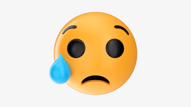 Emoji 053 Crying With Tear 3D Модель .c4d .max .obj .3ds .fbx .stl .blend 