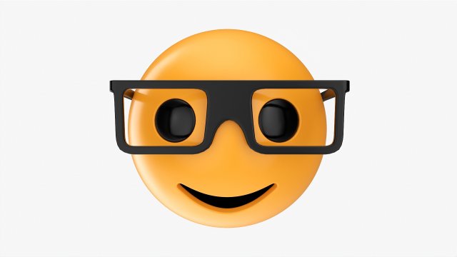 Emoji 074 Smiling With Glasses 3D Модель .c4d .max .obj .3ds .fbx .stl .blend 