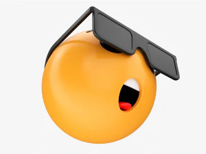 Emoji 075 Speechless With Teeth Tongue Glasses 3D Model