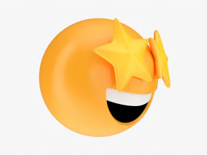 Emoji 077 Laughing With Star Shaped Eyes 3D Model