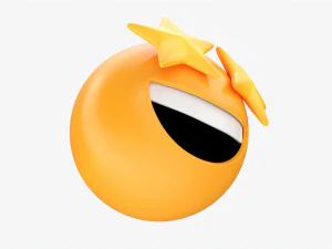 Emoji 077 Laughing With Star Shaped Eyes 3D Model