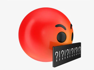 Emoji 078 Marah Dengan Mulut Tertutup Model 3D