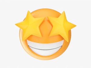Emoji 079 Riendo Con Ojos En Forma De Estrella Modelo 3D