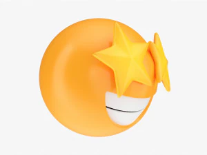 Emoji 079 rindo com olhos em formato de estrela Modelo 3D