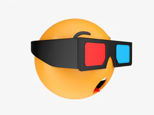 Emoji 080 Speechless With Rectangular Glasses 3D Model