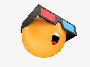 Emoji 080 Speechless With Rectangular Glasses 3D Модель