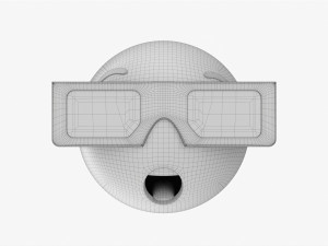 Emoji 080 Speechless With Rectangular Glasses 3D Модель