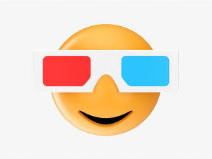 Emoji 081 Smiling With Rectangular Glasses 3D Model