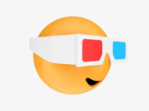 Emoji 081 Smiling With Rectangular Glasses 3D Model