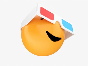 Emoji 081 Smiling With Rectangular Glasses 3D Model