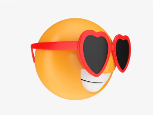 Emoji 082 rindo com &oacute;culos em formato de cora&ccedil;&atilde;o Modelo 3D