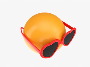 Emoji 082 rindo com &oacute;culos em formato de cora&ccedil;&atilde;o Modelo 3D