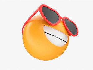 Emoji 082 rindo com &oacute;culos em formato de cora&ccedil;&atilde;o Modelo 3D