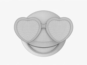 Emoji 082 rindo com &oacute;culos em formato de cora&ccedil;&atilde;o Modelo 3D