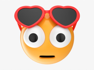 Emoji 083 With Protruding Eyes And Heart Shaped Glasses 3D Model