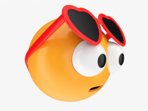 Emoji 083 With Protruding Eyes And Heart Shaped Glasses 3D Model