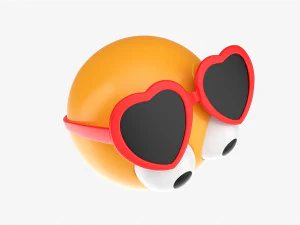 Emoji 083 With Protruding Eyes And Heart Shaped Glasses 3D Model