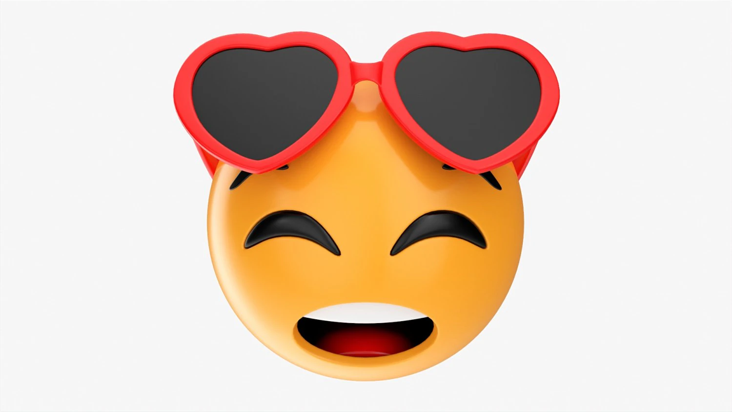 Emoji 085 눈을 감고 하트 모양의 안경을 쓰고 두려워하는 모습 3D 모델 .c4d .max .obj .3ds .fbx .stl .blend 