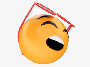 Emoji 085 눈을 감고 하트 모양의 안경을 쓰고 두려워하는 모습 3D 모델