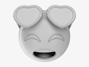 Emoji 085 Fearful With Closed Eyes And Heart Shaped Glasses 3D Model