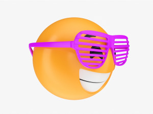 Emoji 086 Laughing With Party Glasses Modello 3D