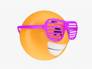 Emoji 086 Laughing With Party Glasses 3D Model