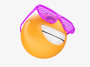 Emoji 086 Laughing With Party Glasses Modello 3D